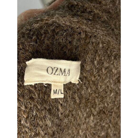 OZMA Sz M/L Sloan Duster Bark Open Front Cardigan Sweater Alpaca Thick - Picture 3 of 12